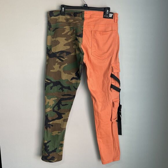 Locked Loaded Jeans Men 36X30 Denim Camo Mid Rise Skinny Zipper Pocket Moto Army - Picture 9 of 16